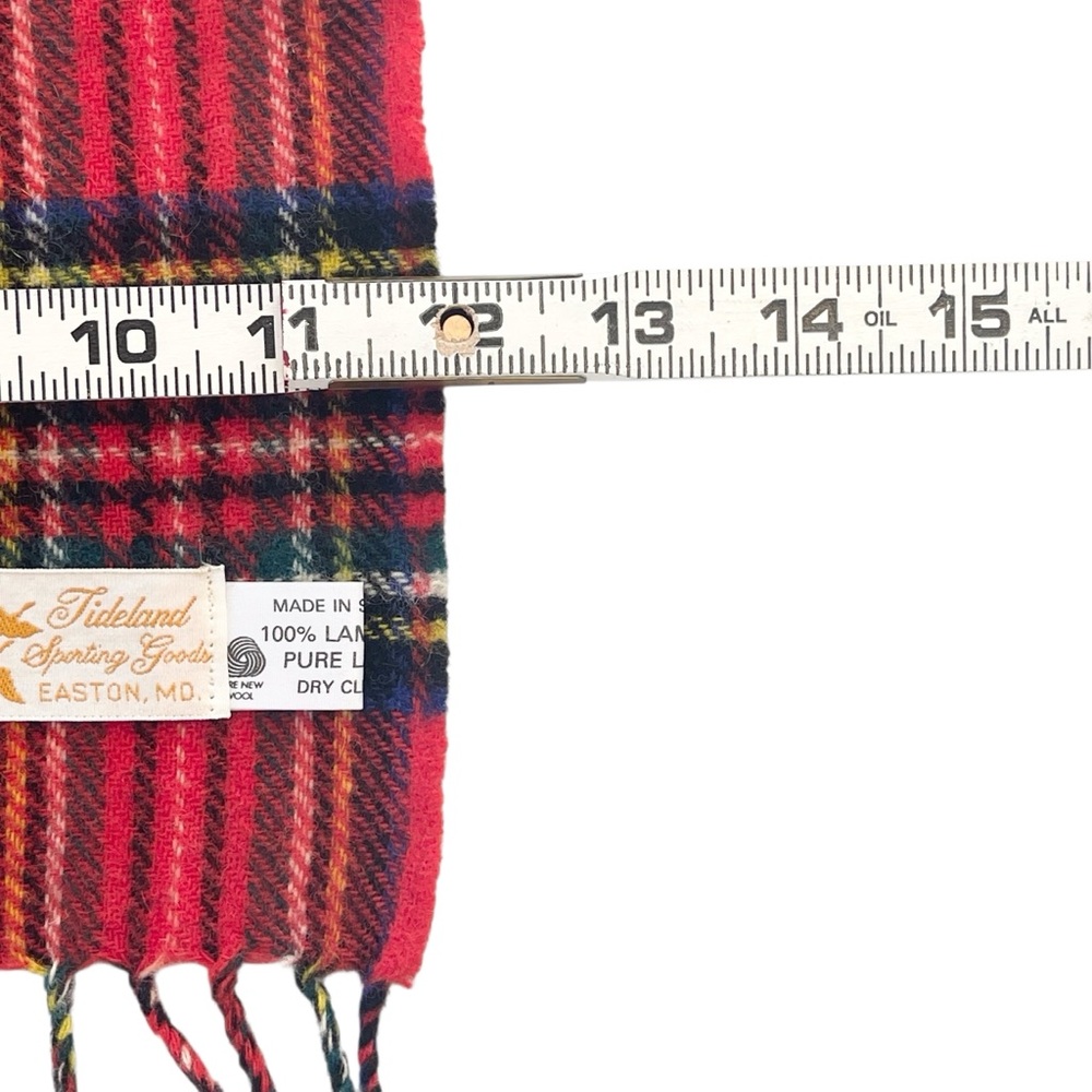 Vintage Red Tartan Plaid 100% Lambswool Scarf Made in Scotland - Picture 10 of 14